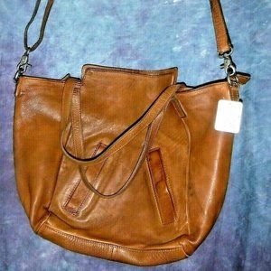 FREE PEOPLE NEW Lucca Brown Leather Tote HandBag M